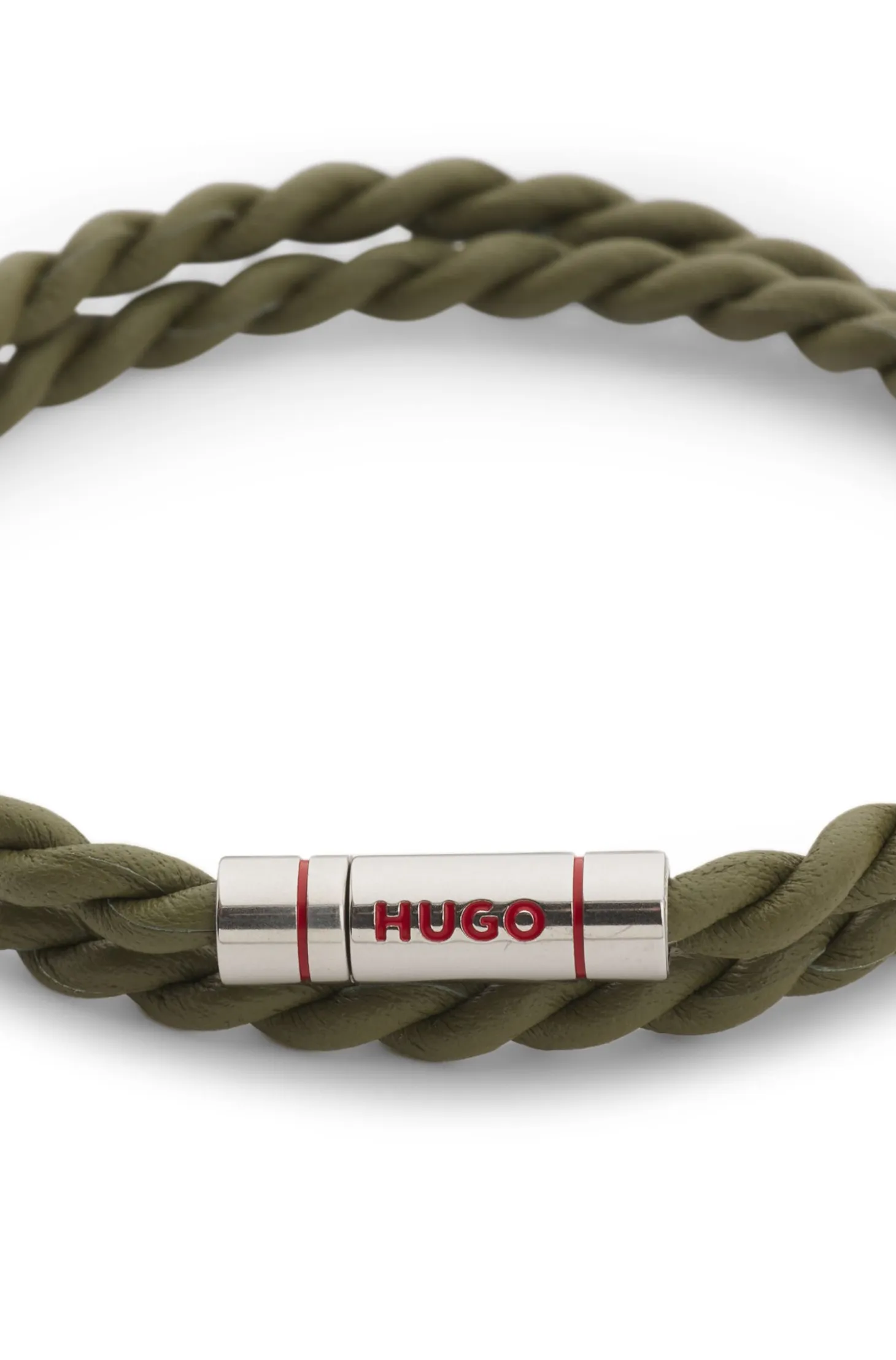 Double-wrap cuff in braided leather