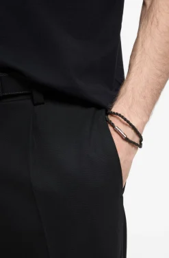 Double-wrap cuff in braided leather