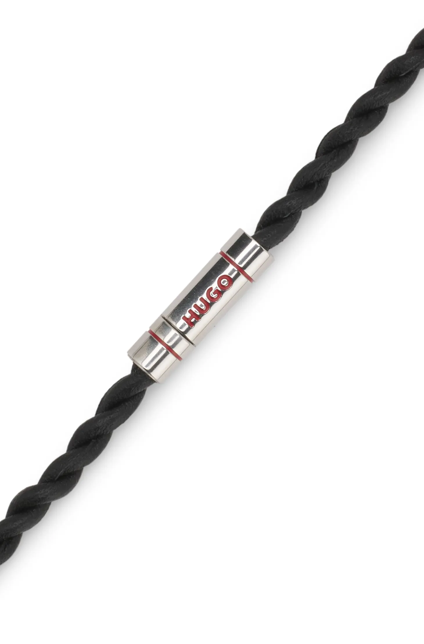 Double-wrap cuff in braided leather