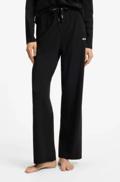Drawstring pyjama bottoms in stretch cotton with logo detail
