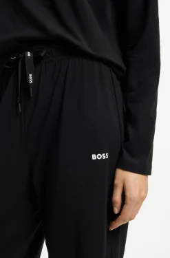 Drawstring pyjama bottoms in stretch cotton with logo detail