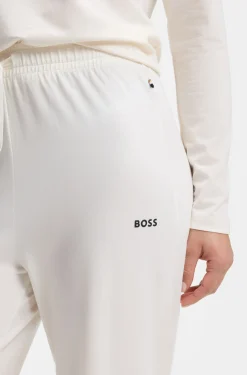 Drawstring pyjama bottoms in stretch cotton with logo detail