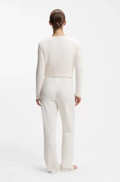 Drawstring pyjama bottoms in stretch cotton with logo detail