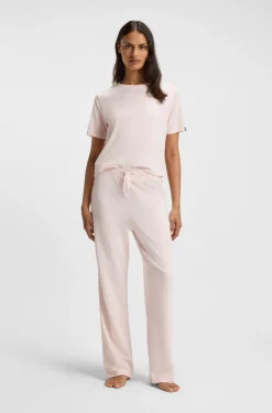 Drawstring pyjama bottoms in stretch cotton with logo detail