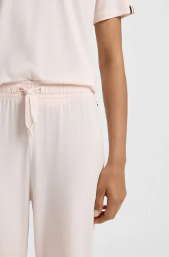 Drawstring pyjama bottoms in stretch cotton with logo detail