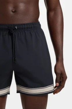 Drawstring swim shorts in stretch fabric with tape trim