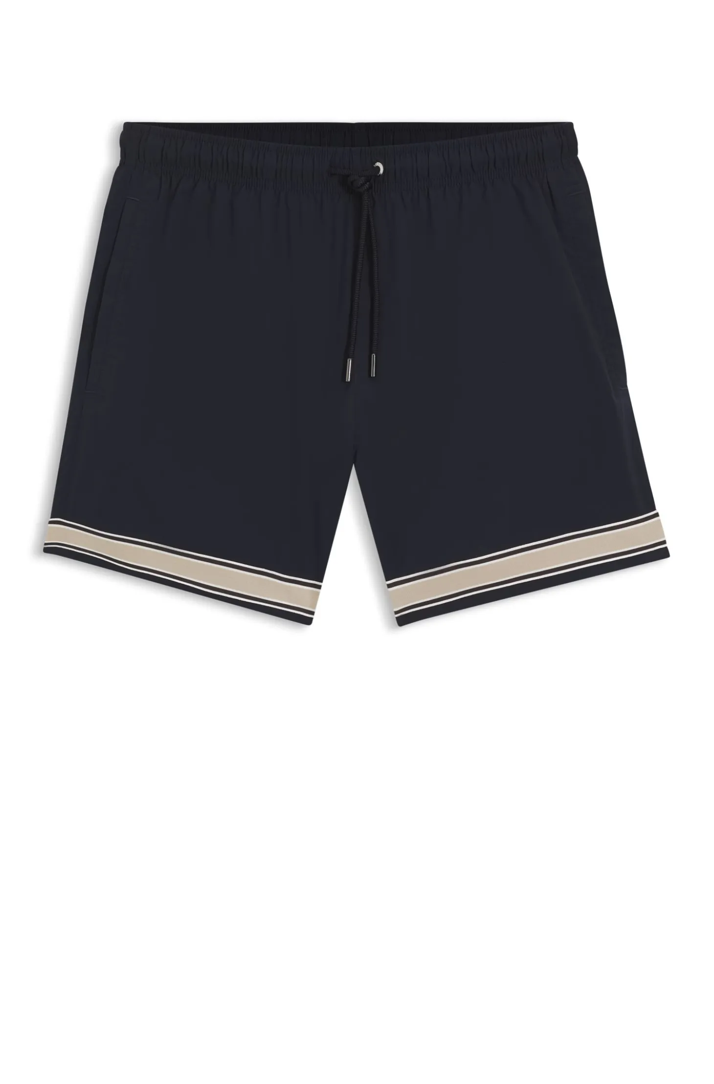 Drawstring swim shorts in stretch fabric with tape trim