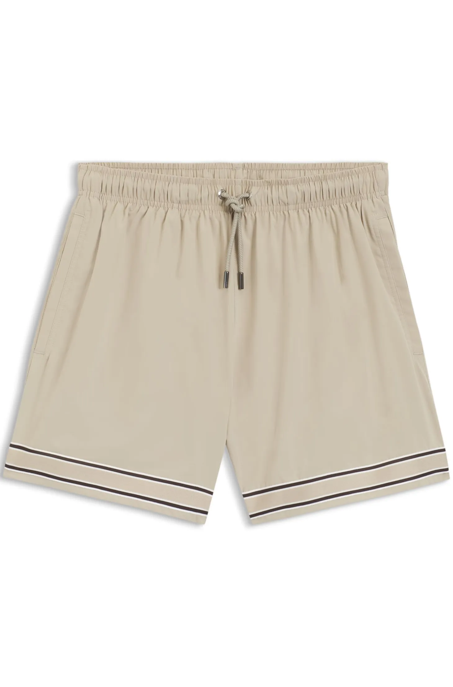 Drawstring swim shorts in stretch fabric with tape trim