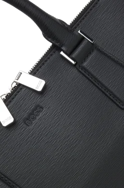 Embossed-leather document case with silver-tone hardware