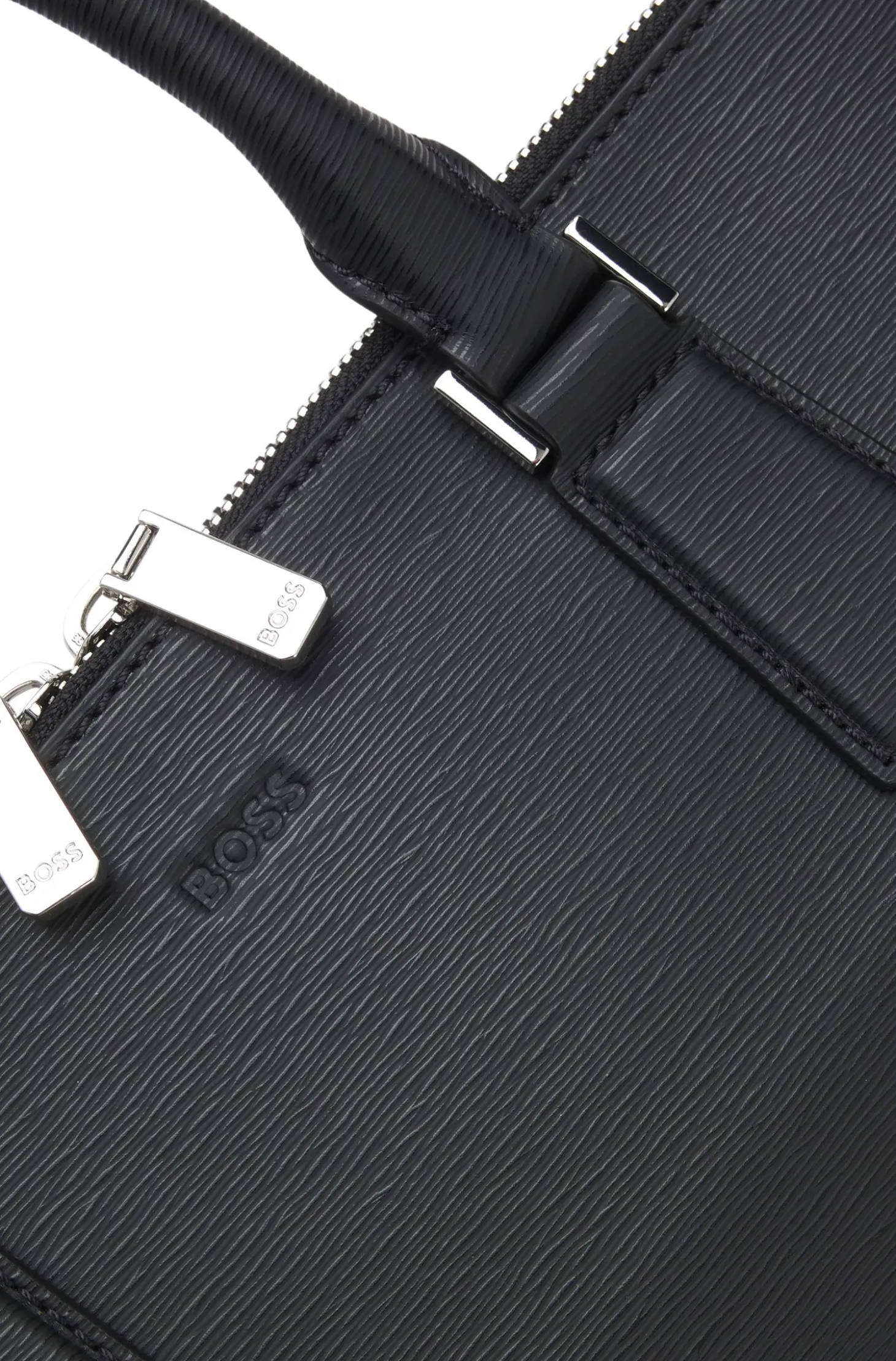 Embossed-leather document case with silver-tone hardware