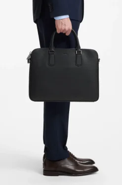 Embossed-leather document case with silver-tone hardware