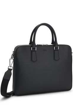 Embossed-leather document case with silver-tone hardware