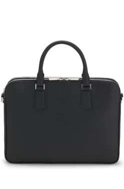 Embossed-leather document case with silver-tone hardware