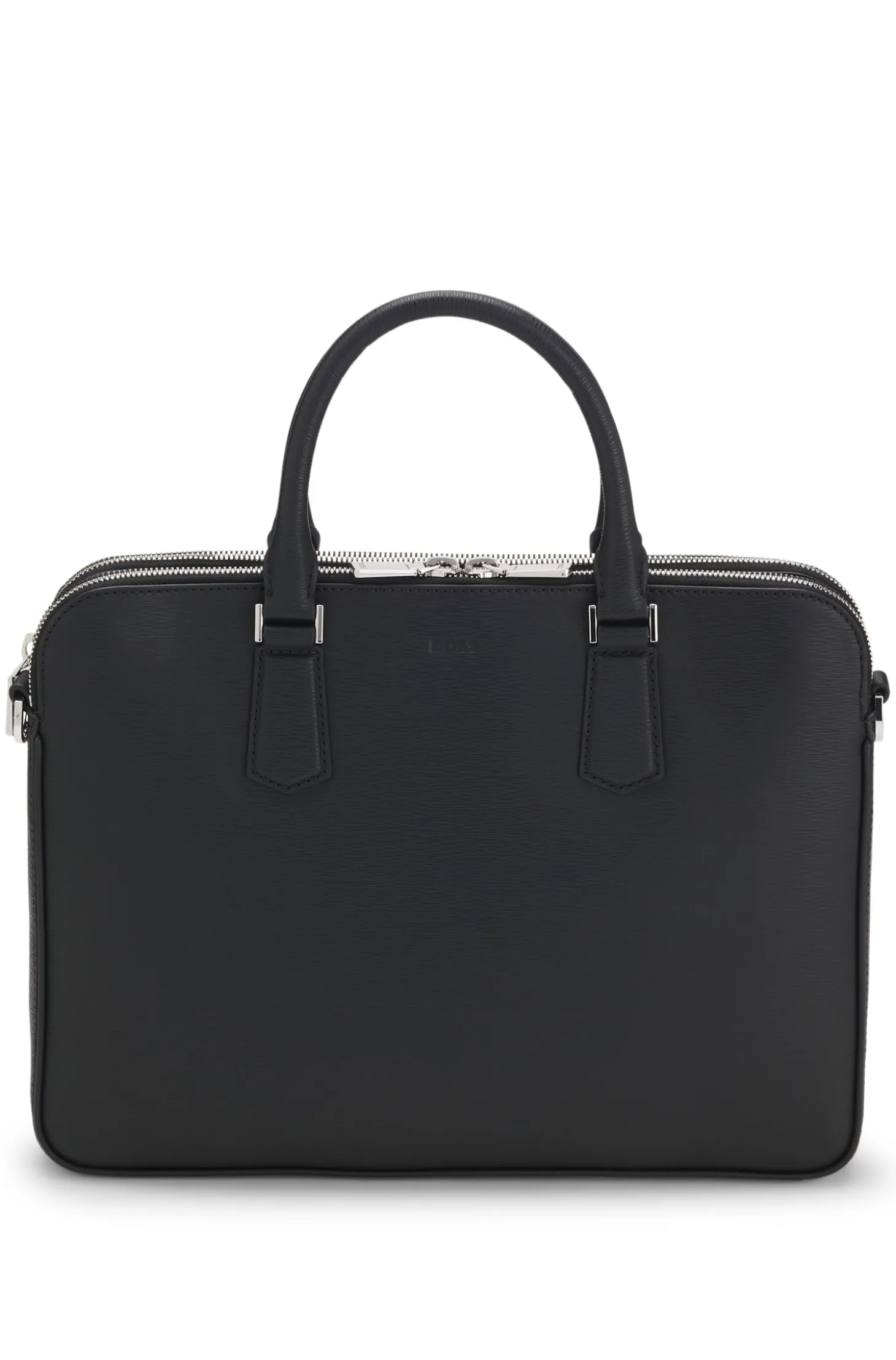 Embossed-leather document case with silver-tone hardware