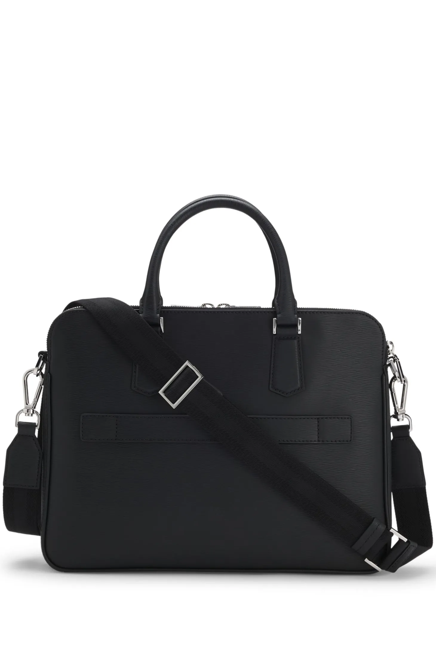 Embossed-leather document case with silver-tone hardware