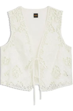 Embroidered waistcoat with tie closure