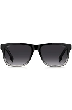 Engraved-logo sunglasses in degradé black acetate
