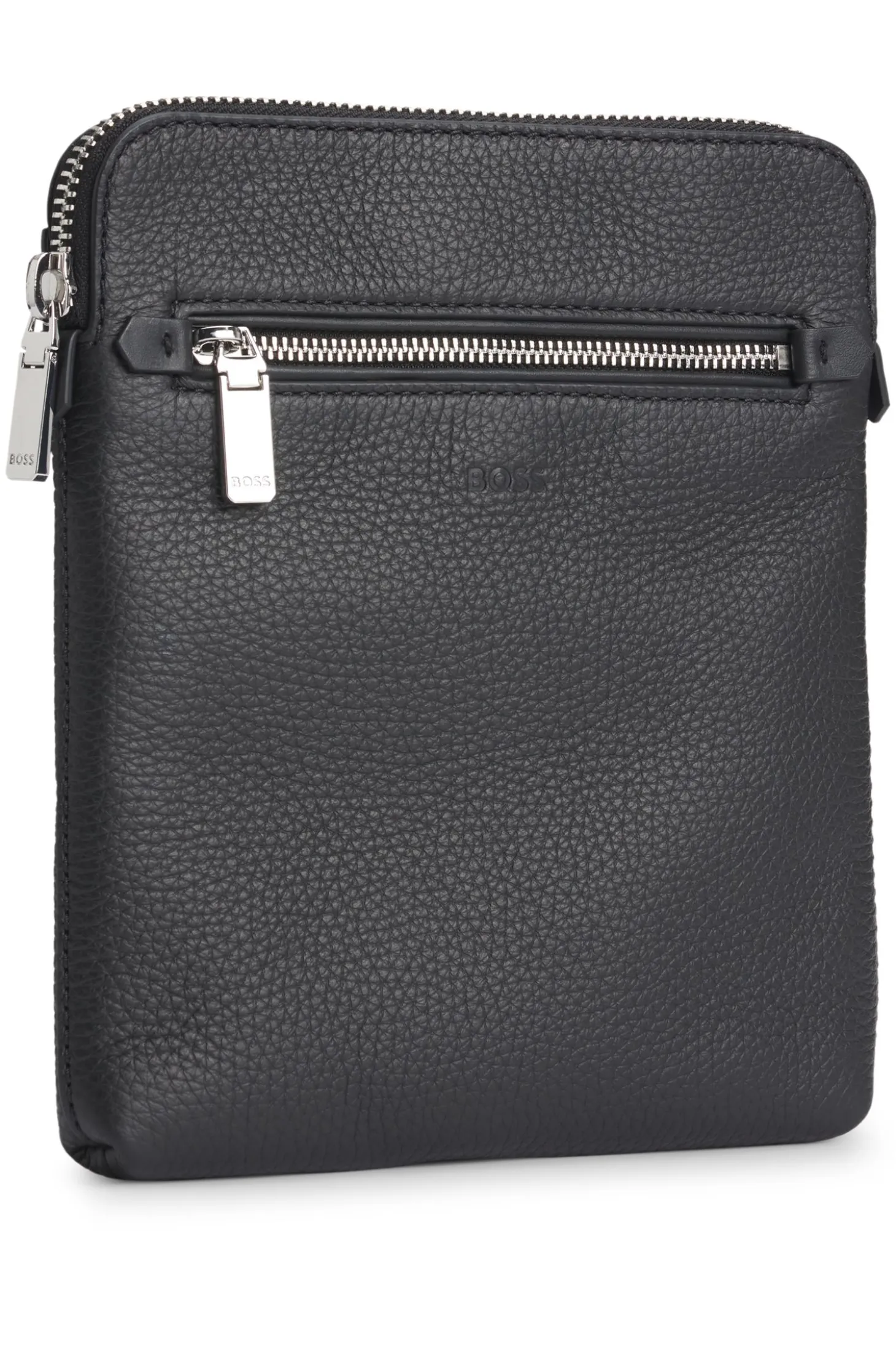 Envelope bag in Italian leather with embossed logo