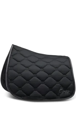 Equestrian black dressage saddle pad with crystal trim