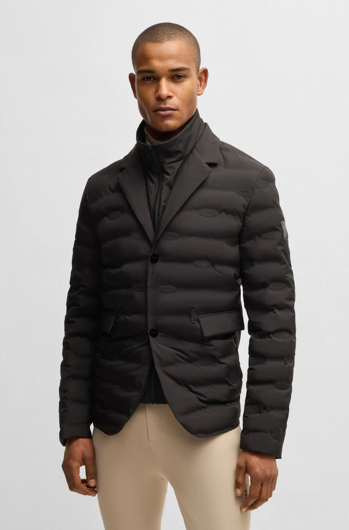 Equestrian blazer-style quilted jacket