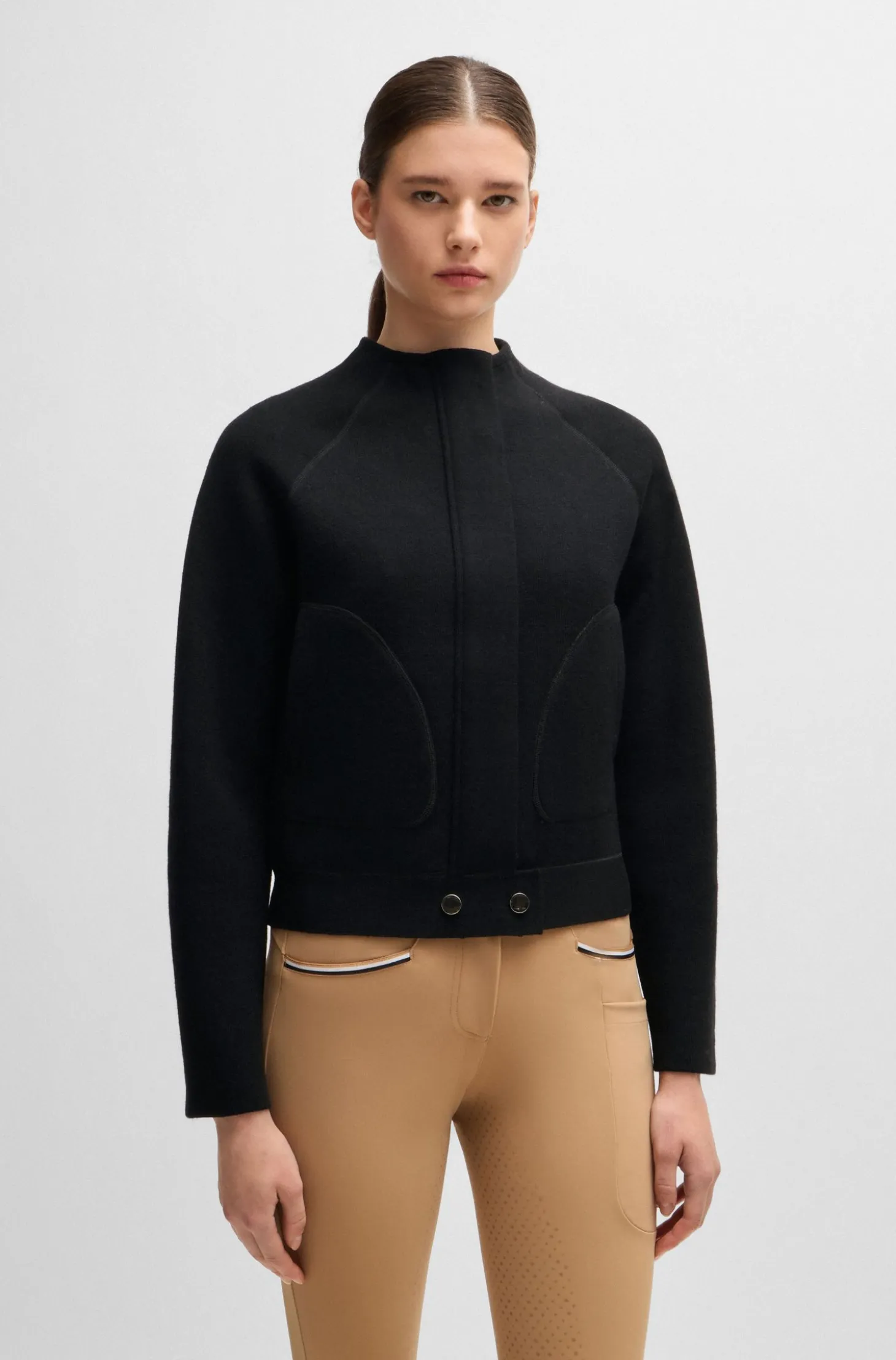 Equestrian cardigan with concealed closure