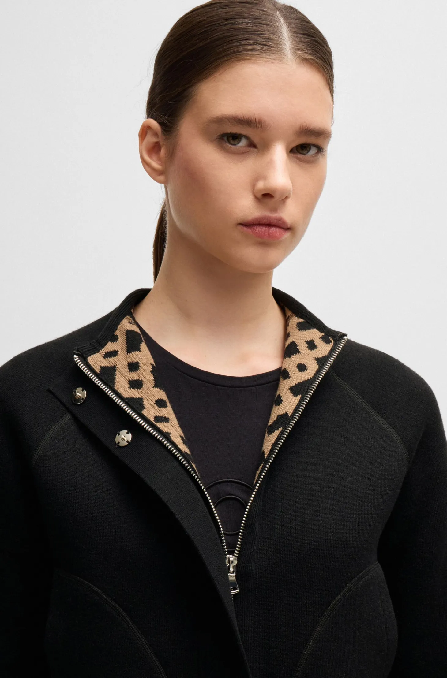 Equestrian cardigan with concealed closure