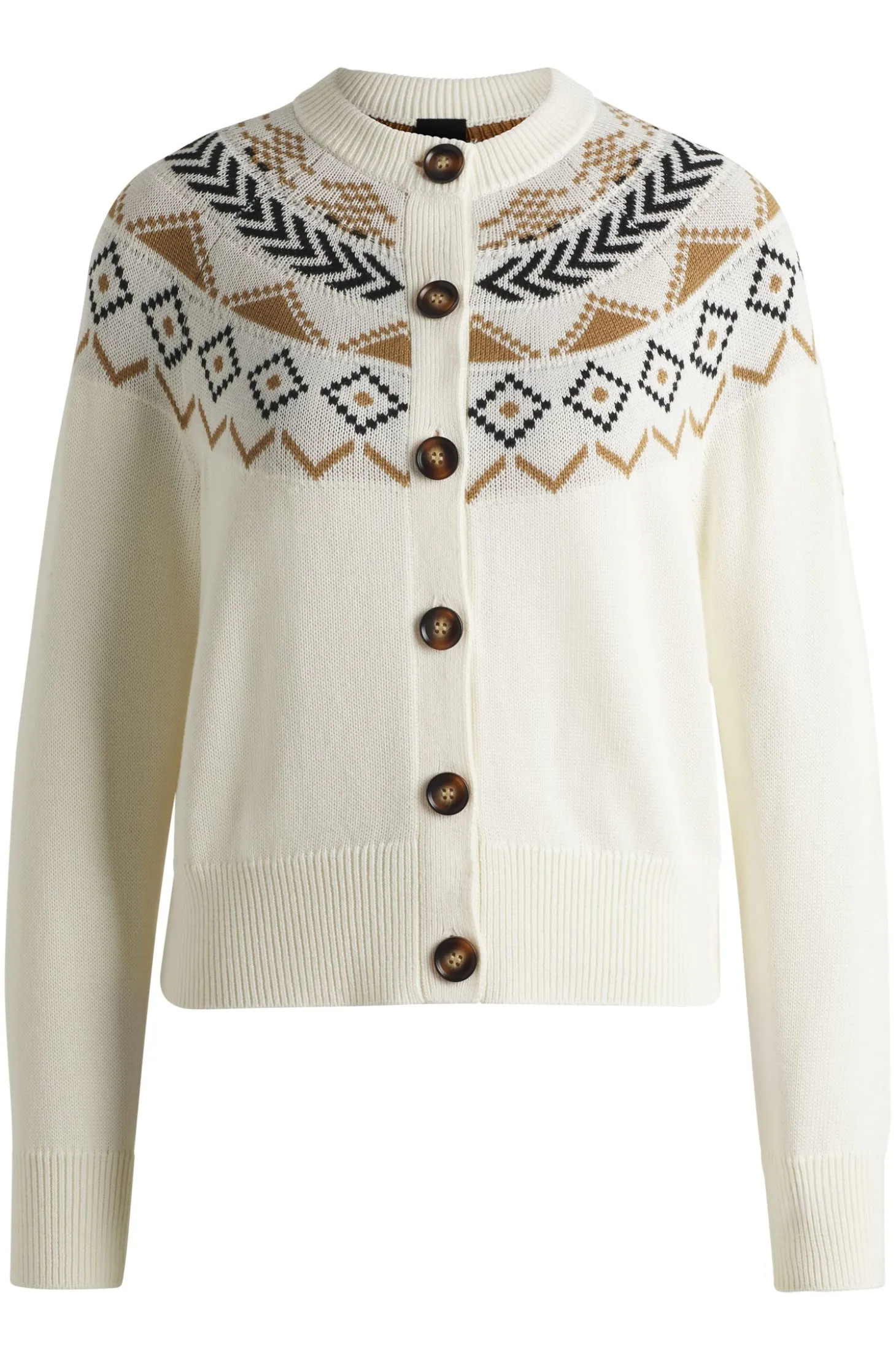 Equestrian cardigan with knitted pattern