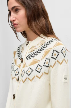 Equestrian cardigan with knitted pattern