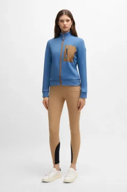 Equestrian cardigan with zipped chest pocket