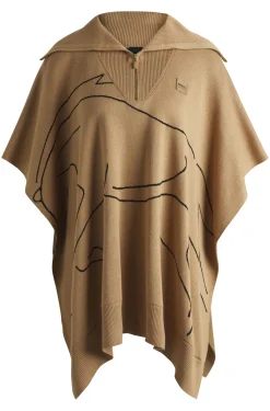 Equestrian cotton-blend cape with abstract intarsia