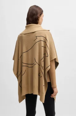 Equestrian cotton-blend cape with abstract intarsia