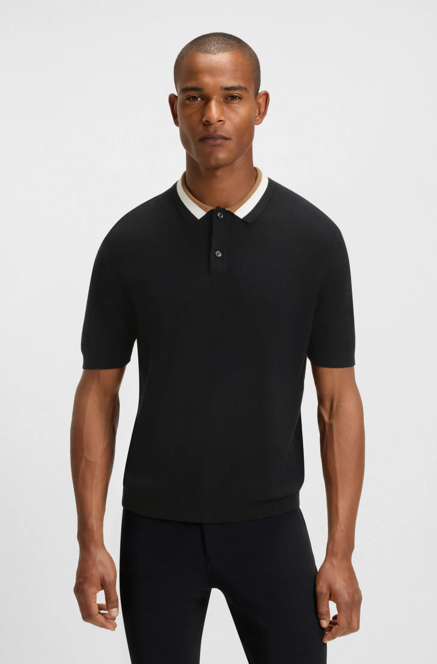 Equestrian cotton sweater with polo collar