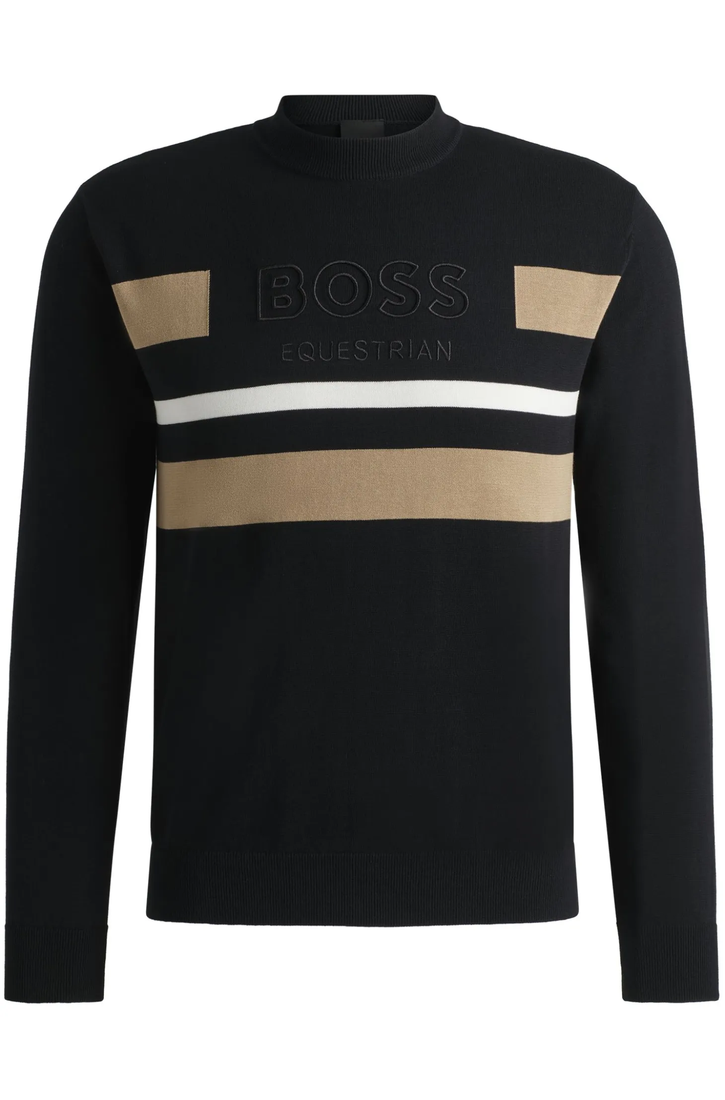 Equestrian cotton sweater with contrasting stripes