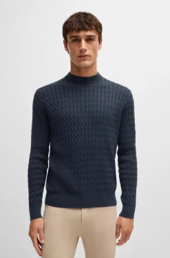 Equestrian cotton sweater with cable structure