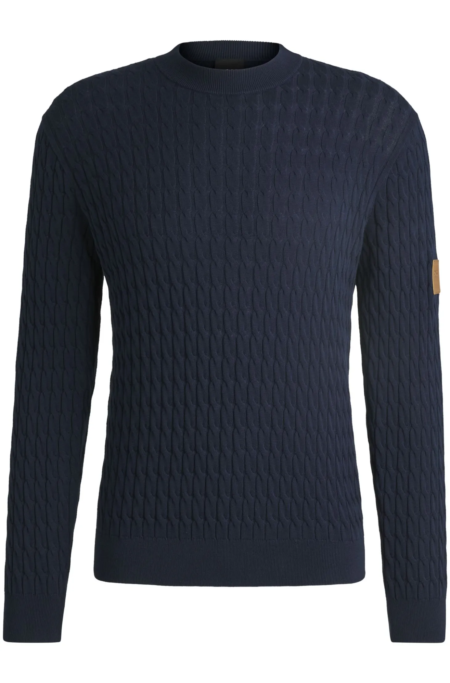 Equestrian cotton sweater with cable structure