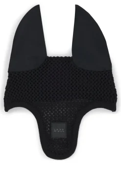 Equestrian crochet fly veil with logo patch