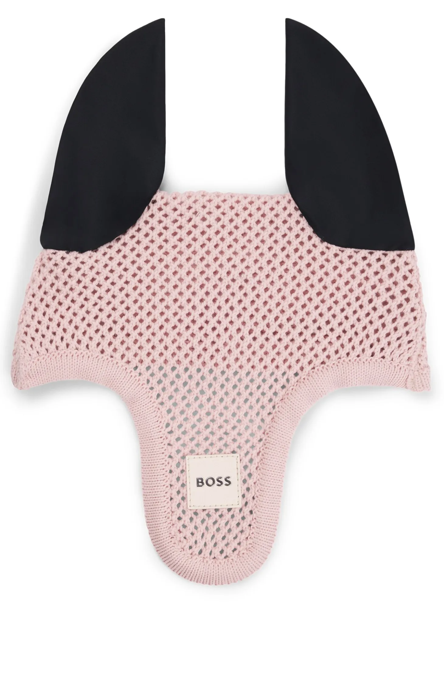 Equestrian crochet fly veil with logo patch