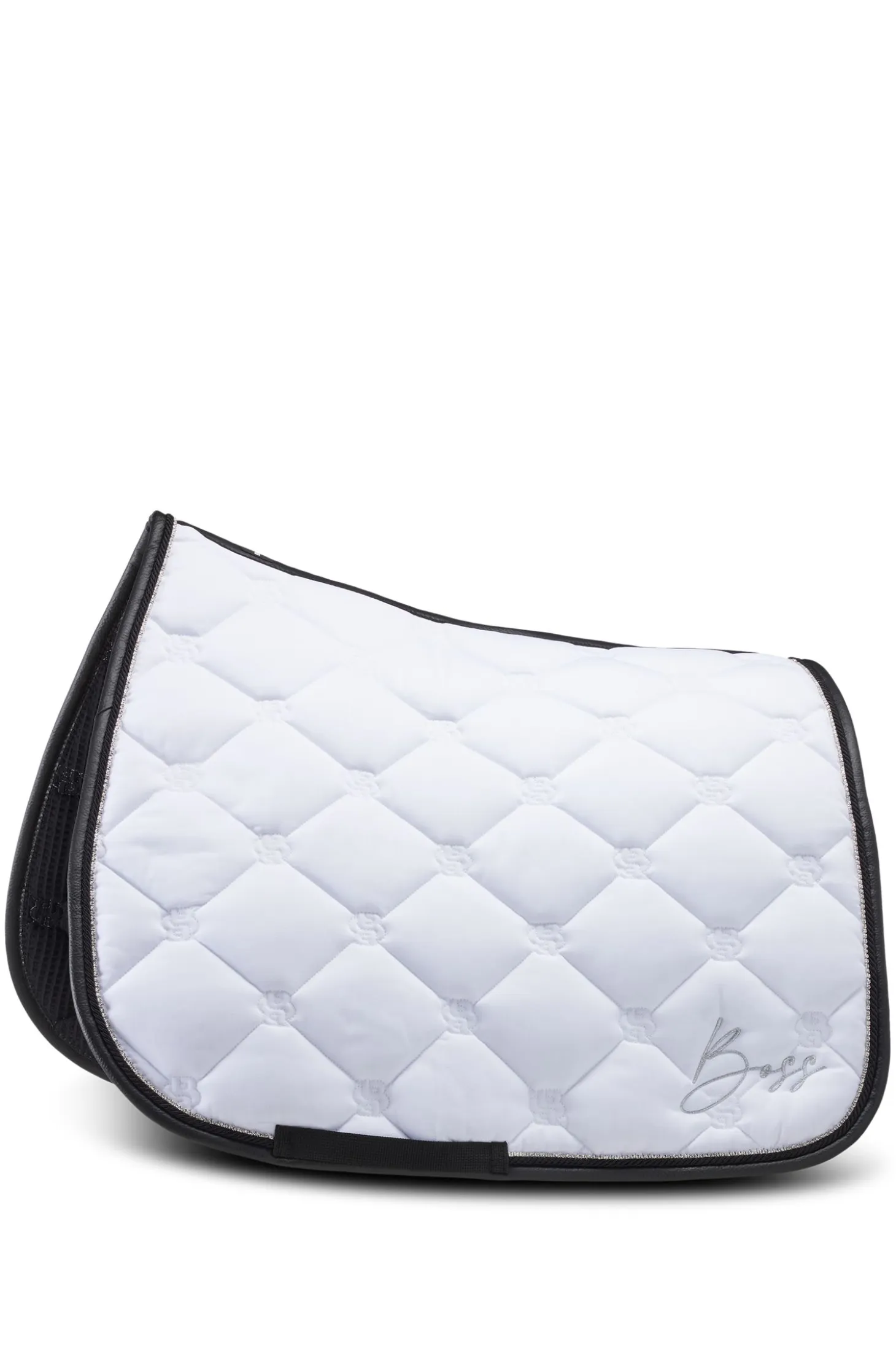 Equestrian dressage saddle pad with crystal trim