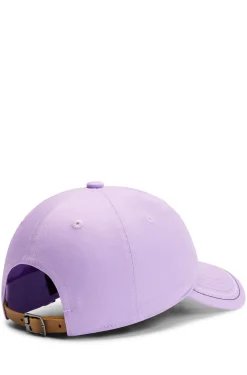 Equestrian embroidered-logo cap with leather strap