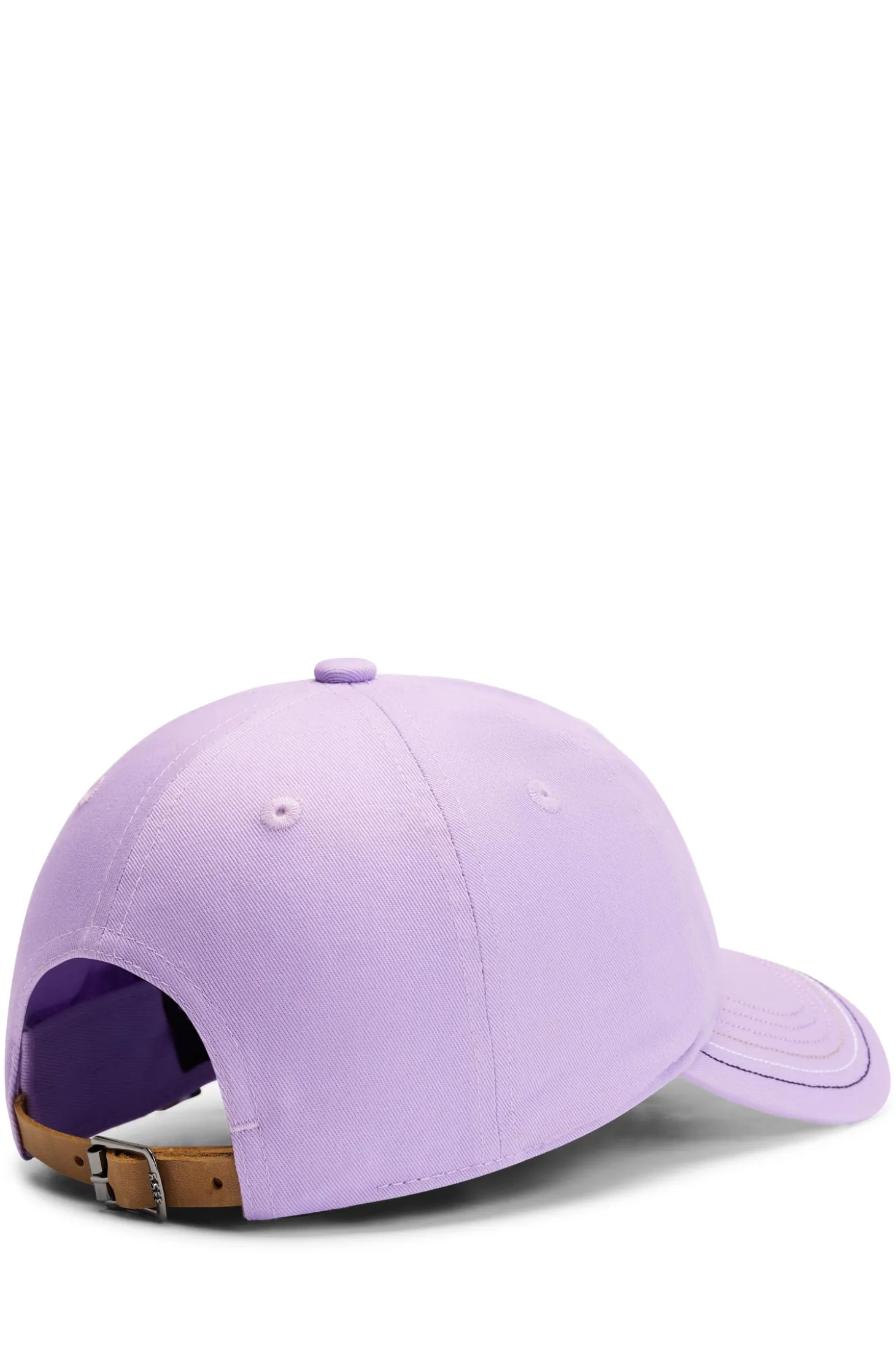 Equestrian embroidered-logo cap with leather strap