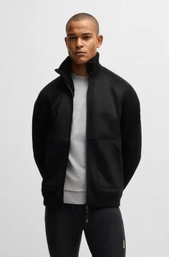 Equestrian faux-suede jacket with knitted trims
