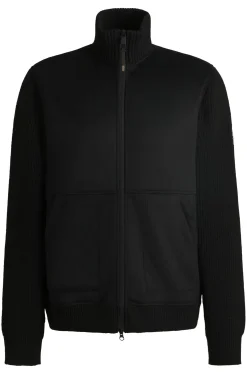 Equestrian faux-suede jacket with knitted trims