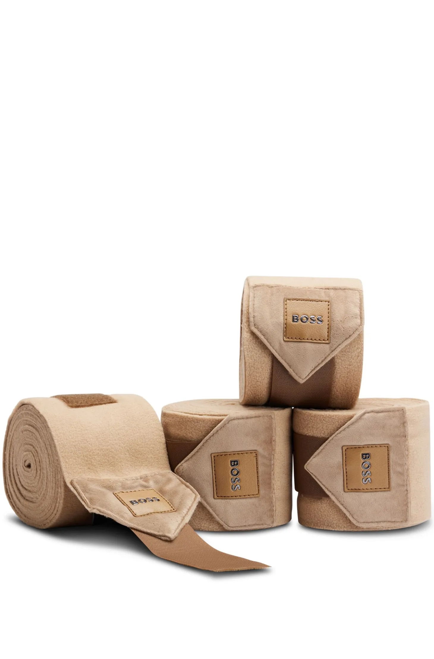 Equestrian fleece bandages with velvet ends