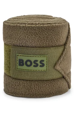 Equestrian fleece circulation bandages with branding