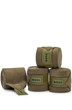 Equestrian fleece circulation bandages with branding