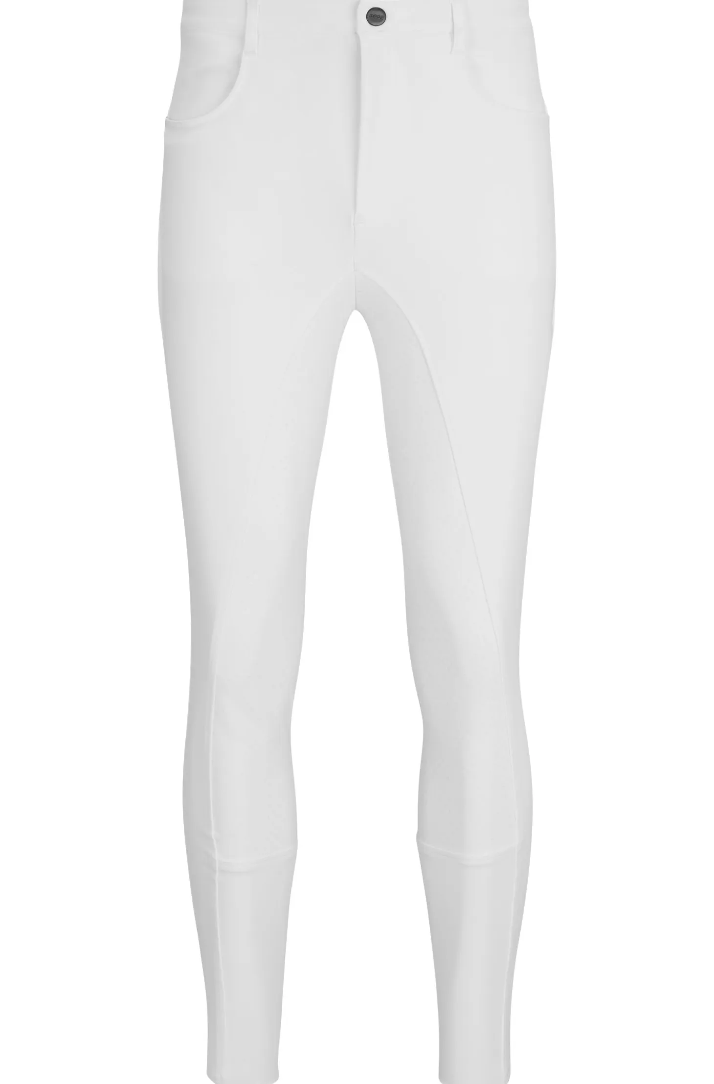 Equestrian full-grip breeches in power-sport fabric