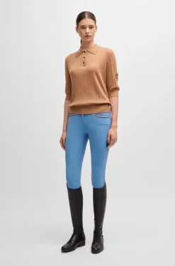 Equestrian full-grip breeches with four-way stretch