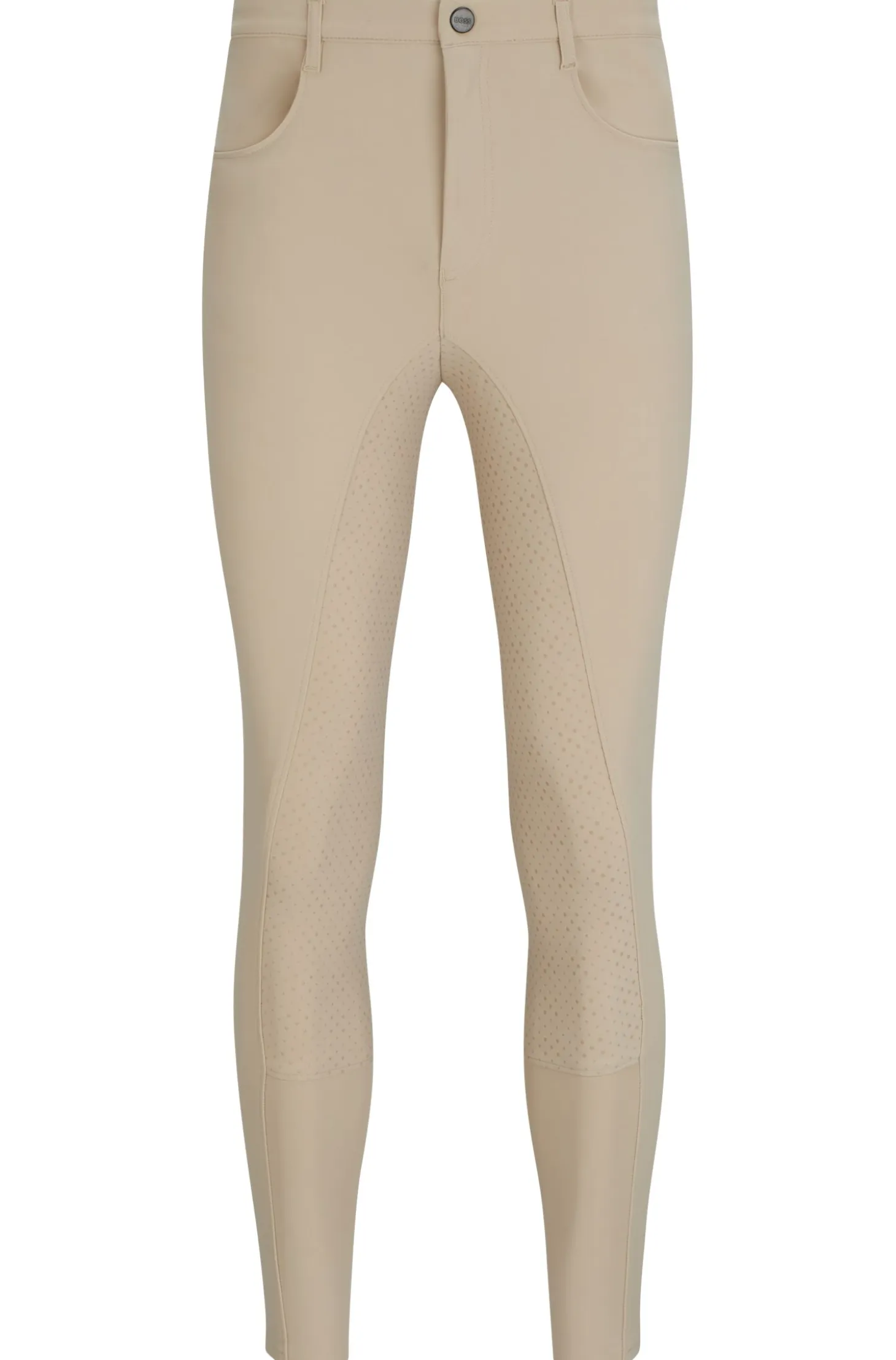 Equestrian full-grip breeches in power-sport fabric