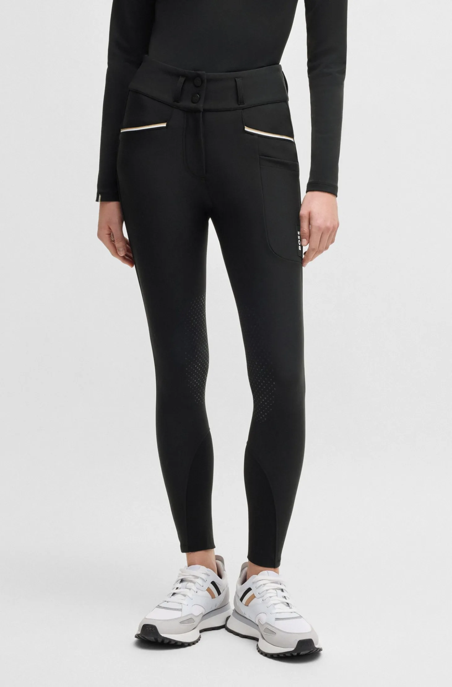 Equestrian high-waisted slim-fit breeches with knee grip