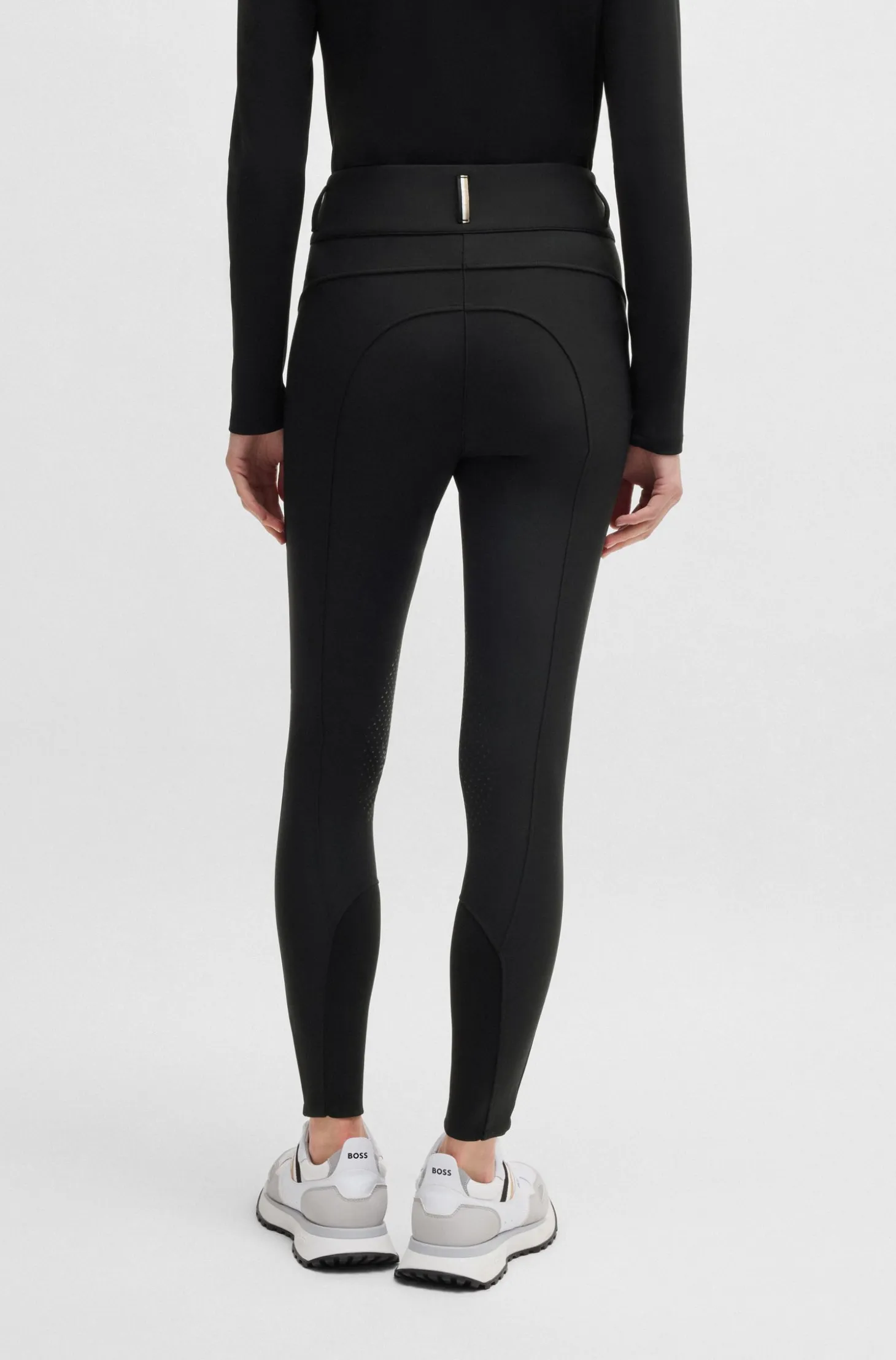 Equestrian high-waisted slim-fit breeches with knee grip